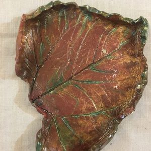 Ceramic leaf plate, handbuilt